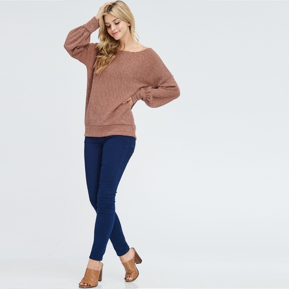 Brick Boat Neck Knit Sweater - Picture 5 of 8